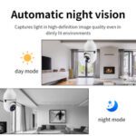 Security camera showcasing day and night vision.