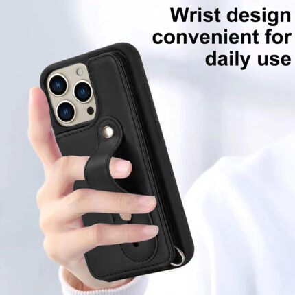 Phone case with wrist strap design.