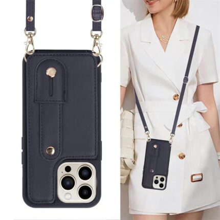 Phone case with strap, worn crossbody style.