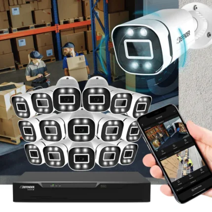 Security camera system with smartphone monitoring.