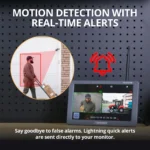 Monitor displaying real-time motion detection alerts.