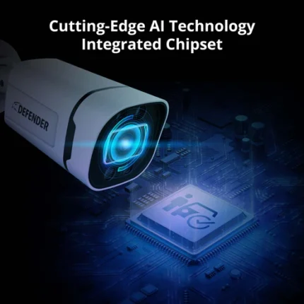 AI security camera with integrated technology chipset.