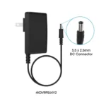 Black power adapter with DC connector.