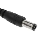 Black and silver DC power connector plug.
