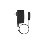 Black power adapter with attached cable.
