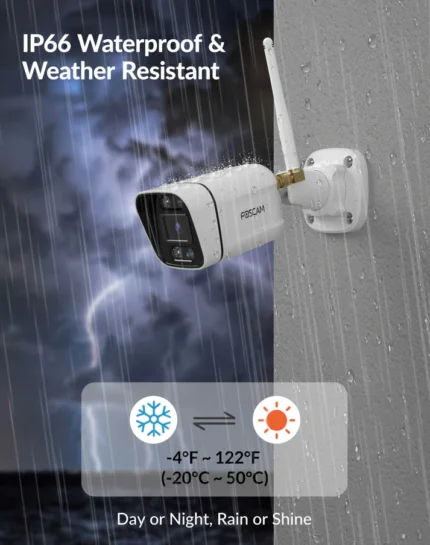 Surveillance camera in heavy rainstorm.