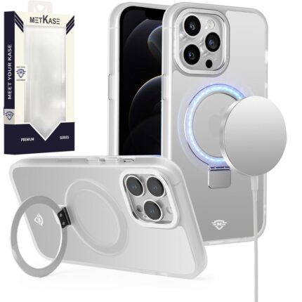 Clear phone case with magnetic ring holder.