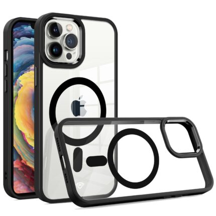 Clear phone case with black border design.