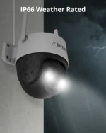Outdoor security camera in stormy weather.