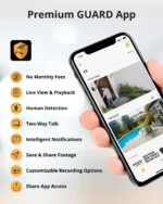 Smartphone displaying security app features list.