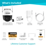 Security camera package contents and accessories.