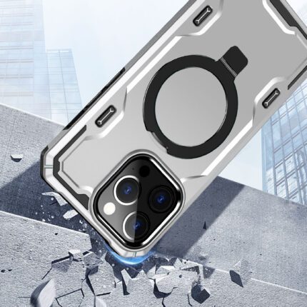 Rugged phone case with ring holder.