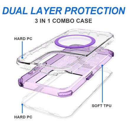 Dual-layer phone case with labeled components.