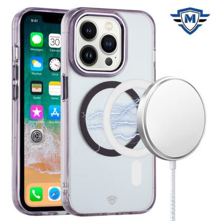 Clear phone case with MagSafe charger attached.
