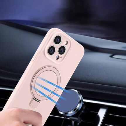 Phone case on magnetic car mount holder.