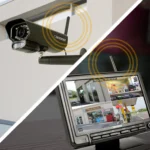Security camera and monitor system display.