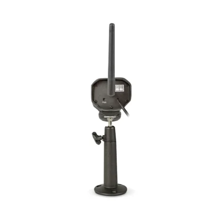 Antenna on adjustable stand, isolated background.