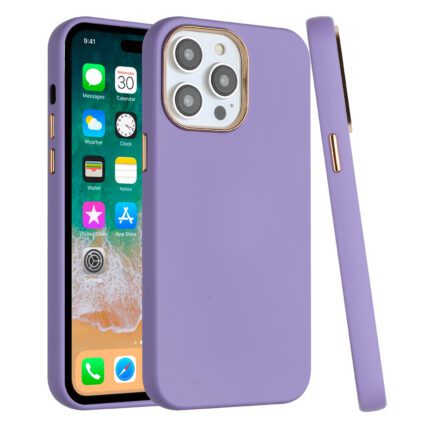 Purple iPhone case with gold accents.