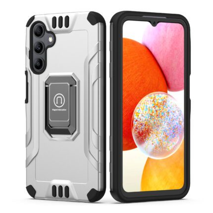 Rugged smartphone case with phone display.