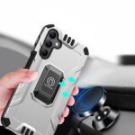 Phone case with magnetic car mount attachment.