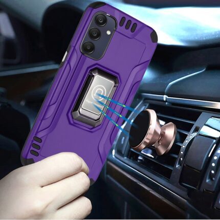 Phone magnetically attaching to car mount.