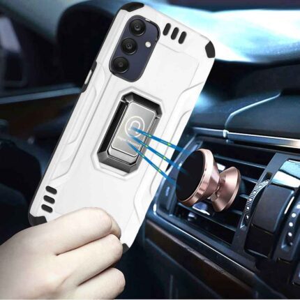 Phone case with magnetic car mount feature.