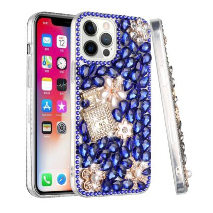 iPhone with jeweled, decorative phone case.