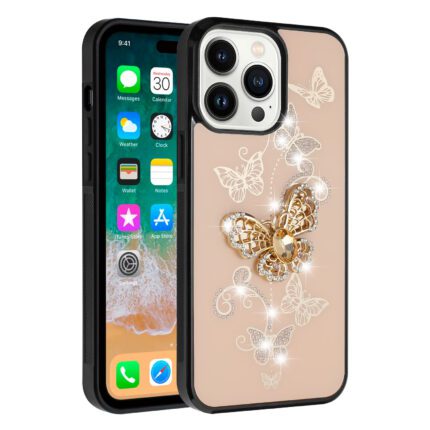 iPhone case with sparkling butterfly design.