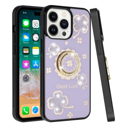 Purple phone case with clover design.