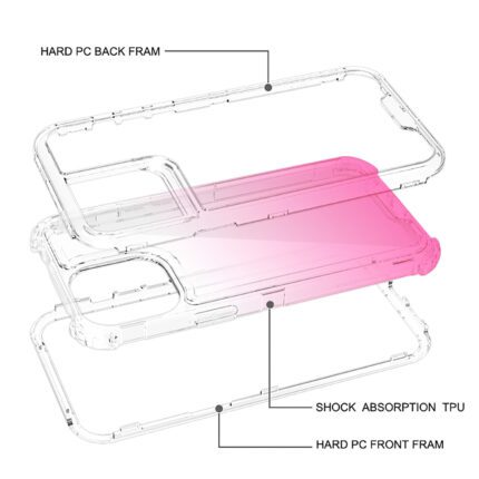 Exploded view of smartphone case components.