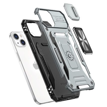 Rugged phone case with multiple protective layers.