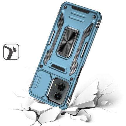 Rugged phone case on cracked surface.
