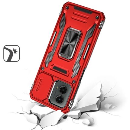 Red rugged phone case with impact protection.