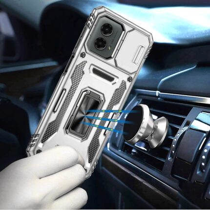 Phone case held near car vent mount.