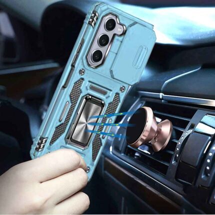 Phone case with magnetic car mount feature.