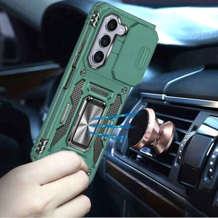 Phone case near car air vent holder.