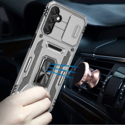Clear phone case with magnetic car mount.