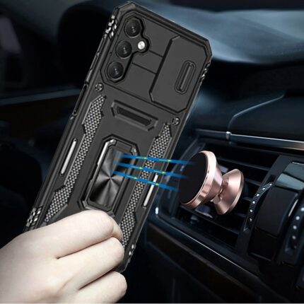 Phone case with magnetic car mount.