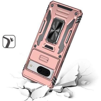 Rugged phone case on cracked surface.