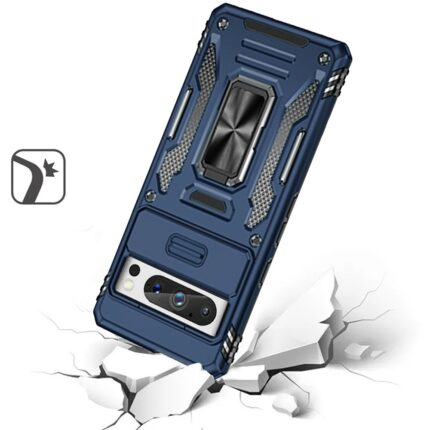 Rugged phone case on cracked surface.