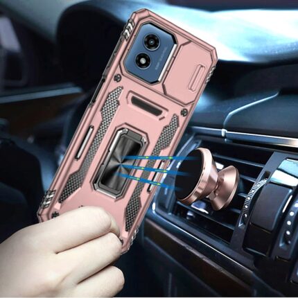 Phone mount in car with magnetic holder.