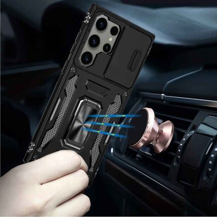 Phone case with magnetic car mount.