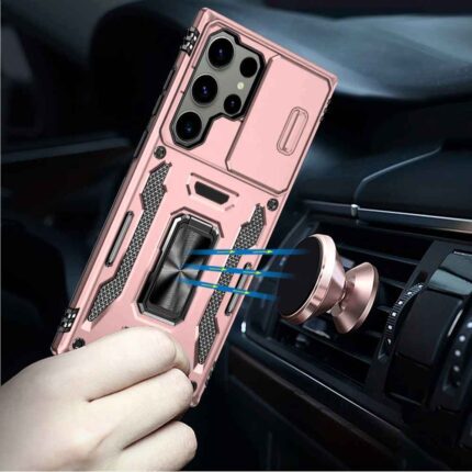 Phone case with car magnetic mount attachment.