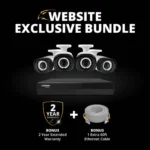 Security camera bundle with bonus warranty, cable.