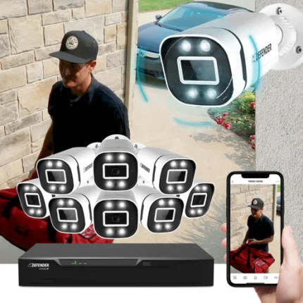 Security cameras and footage displayed on phone.