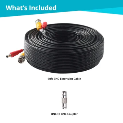 60ft BNC cable and coupler included.