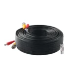 Coiled black cable with connectors attached.
