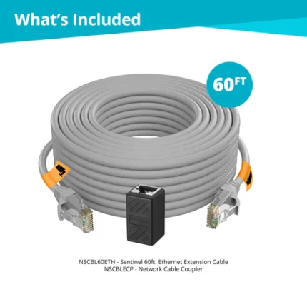 60ft Ethernet cable with network coupler.