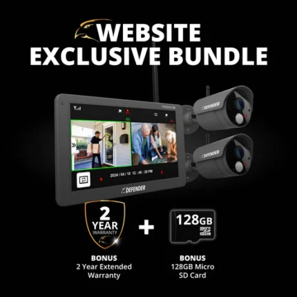 Security camera bundle with bonus items.