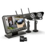 Home security system with cameras and monitor.